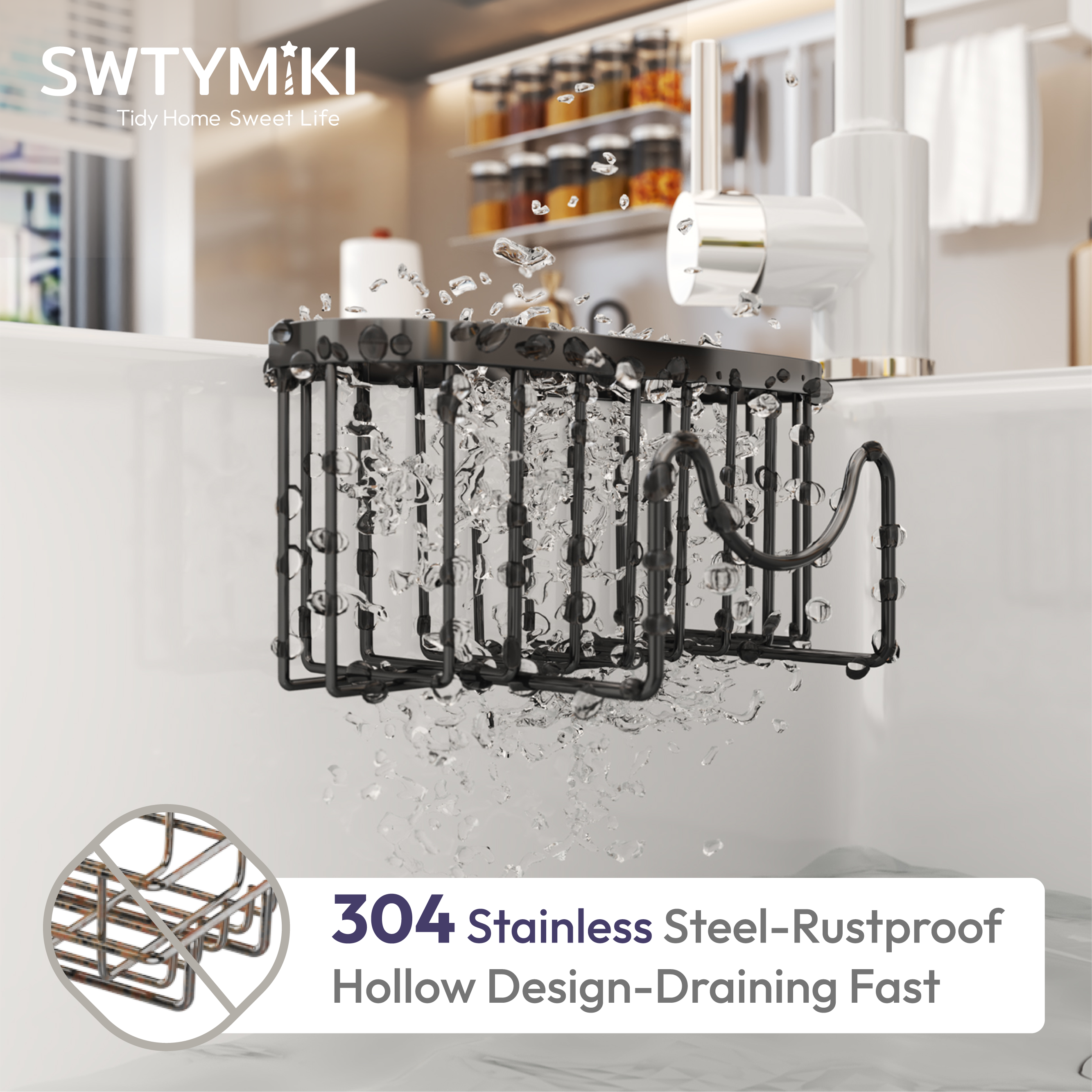 SWTYMIKI Sponge Holder for Kitchen Sink